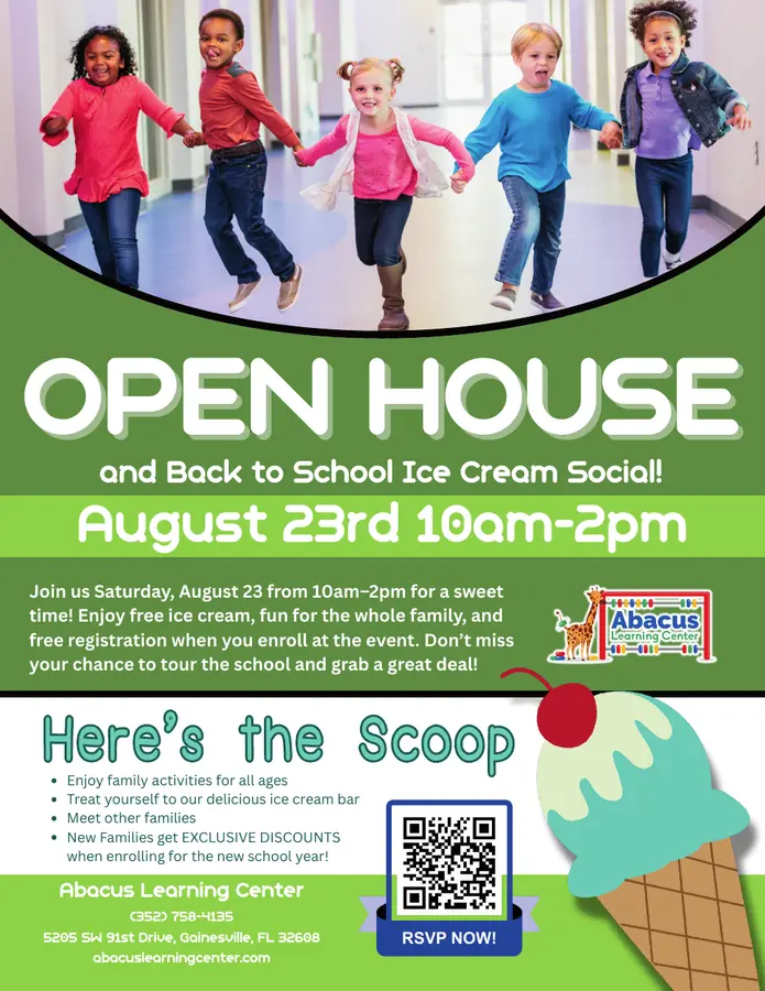 Abacus Learning Center open house flyer