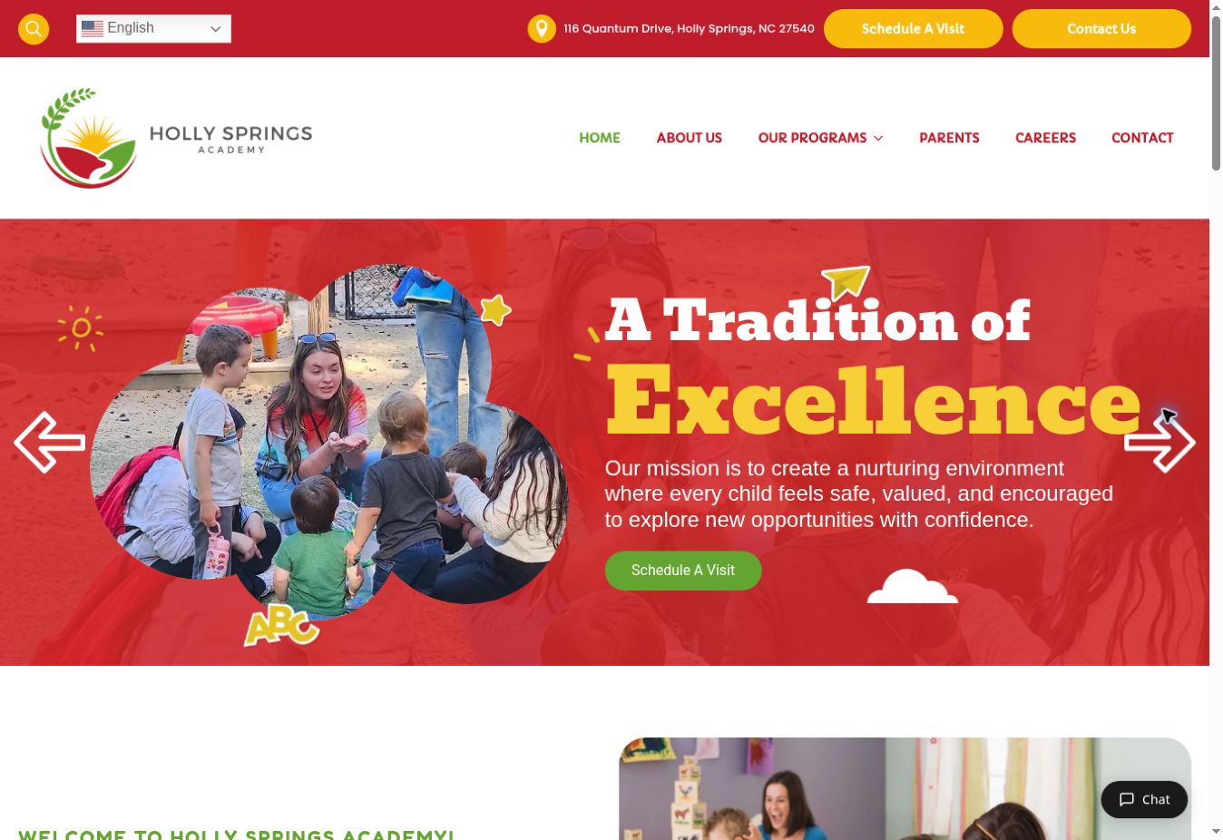 Holly Springs Academy website home page